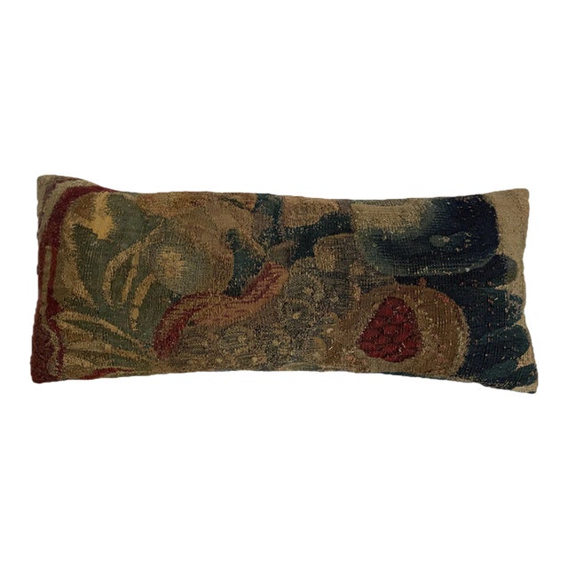 17th Century Flemish Verdure Fruit Lumbar Pillow For Sale