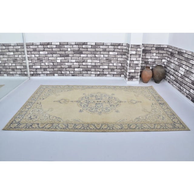 Handmade wool carpet in Turkish Anatolia , Vintage Oushak Rug,Turkish Vintage Anatolian Rug, Handmade wool Rug . One Of...