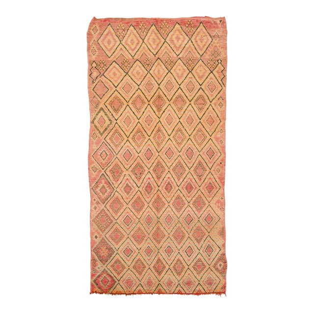 Vintage Moroccan Wool Runner With Diamond Lattice by Rug & Kilim, 1950-1959 For Sale