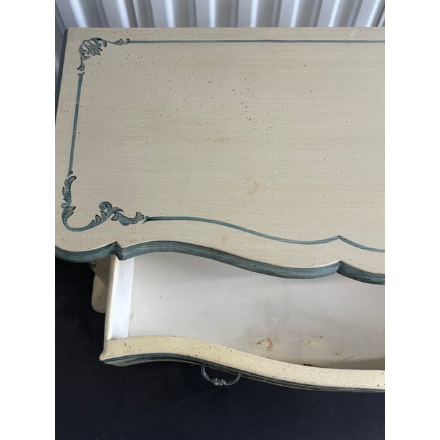 La Barge Hand Painted Blue and White French Console Tables or Entry Way Tables For Sale - Image 11 of 12