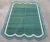 Mid-Century Modern Handmade Cotton Scalloped Rug, Forest Green With Cream and Teal Blue Border - 4'x6' For Sale - Image 3 of 11