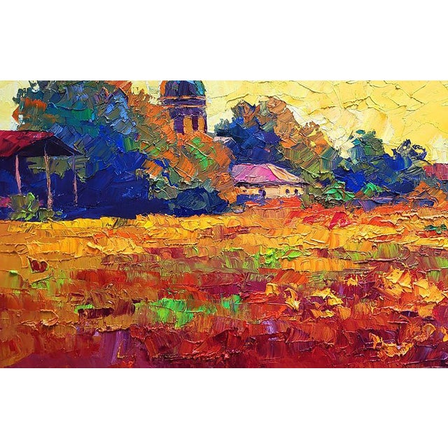 Oil Painting Sunset Over the Village Boris Serdyuk For Sale - Image 6 of 7