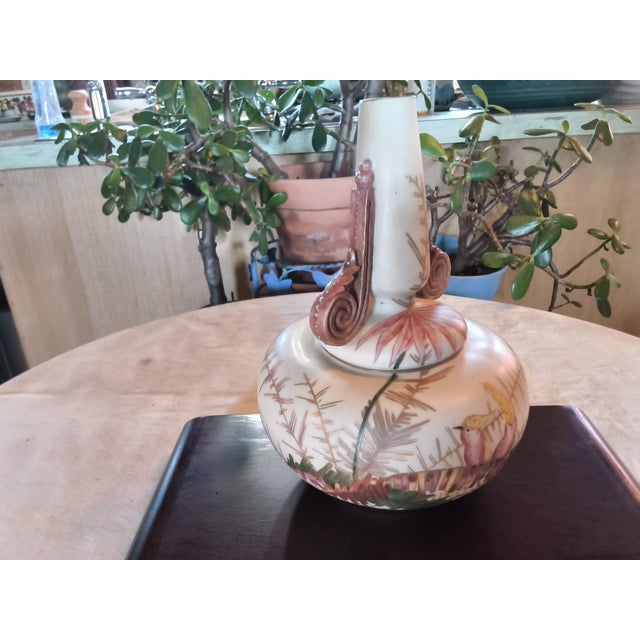 This is an antique ( circa 1895 - 1924 ) porcelain German ewer/vase featuring the mark of Rudolstadt and Straus. The "RW "...