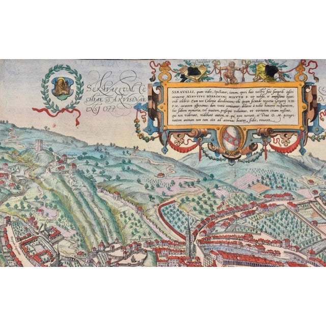 16th Century Seravalle, Italy: A 16th Century Hand-Colored Map by Braun & Hogenberg, 1575 For Sale - Image 5 of 7