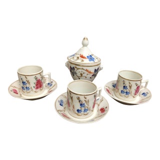 Late 20th Century Hand Painted Ceramic Coffee Cup Set- 8 Pieces For Sale
