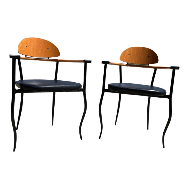 Steel & Maple Memphis Style Dining Chair For Sale