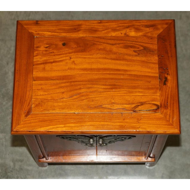 Chinese Elm Bedside Tables with Butterfly Handle, Set of 2 For Sale - Image 9 of 18