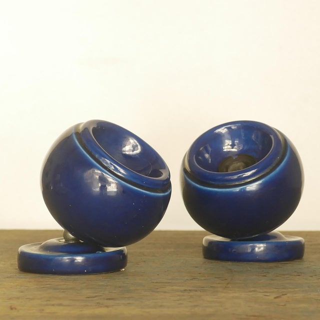 1960s Space Age Glazed Ceramic Wall Lights, 1960s, Set of 2 For Sale - Image 5 of 12