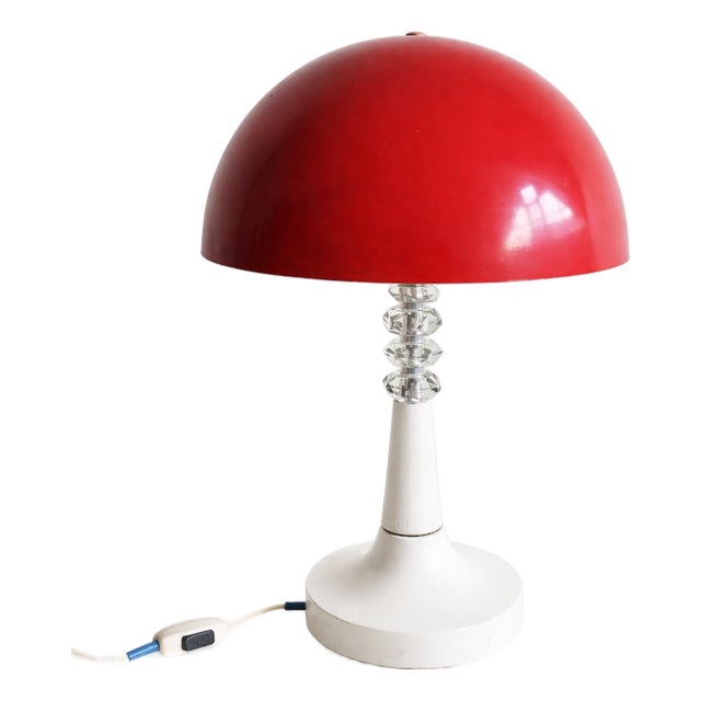 Vintage Hungarian Red Mushroom Table Lamp by Szarvasi, 1970s For Sale