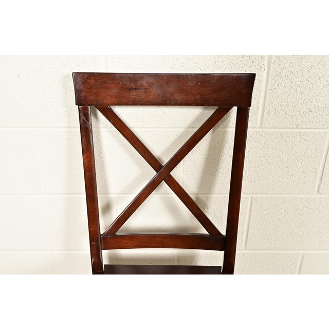 English Country Farmhouse Carved Walnut X-Back Side Chairs or Dining Chairs, Pair For Sale In South Bend - Image 6 of 13