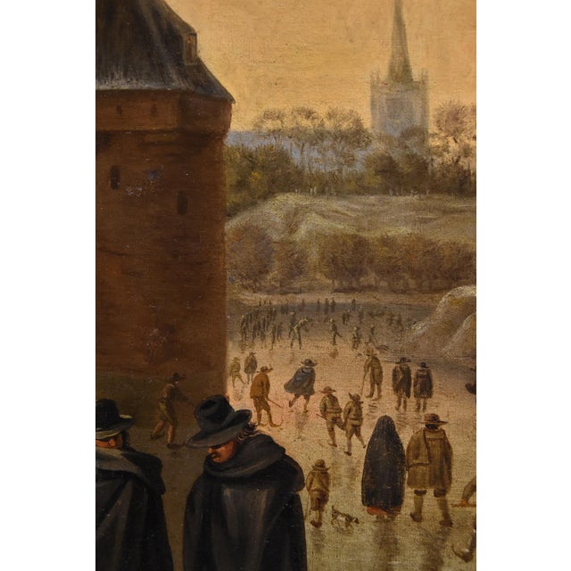 Workshop of Herman Saftleven Il Vecchio, Winter Landscape, Utrecht, 1700, Oil on Canvas For Sale - Image 14 of 16