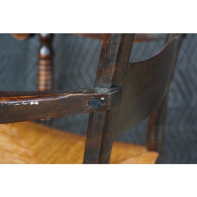 Antique 19th Century Early American Hitchcock Style Mahogany Caned Arm Chair For Sale - Image 10 of 18