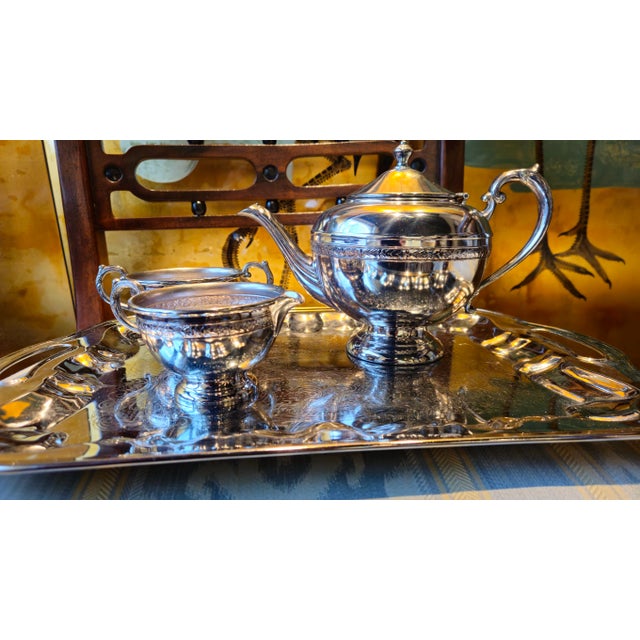 Victorian Antique Warren Plate Silver Plated Tea Set- 5 Pieces For Sale - Image 3 of 12