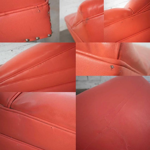 Mid Century Modern Chaise or Day Bed in Coral Vinyl Faux Leather With Aluminum Legs For Sale - Image 11 of 13