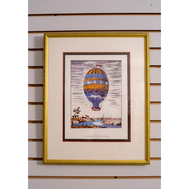 1980s 1980s Set of 4 Framed & Matted Hot Air Balloon Prints For Sale - Image 5 of 14