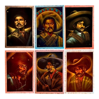 Amazing 6-Piece “Bandito” Collection by Oil on Velvet Master, Enrique Felix. For Sale