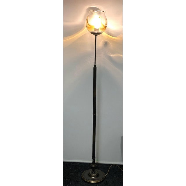 Metal Brass and Glass Floor Lamp from Unbekannt, 1980s For Sale - Image 7 of 9