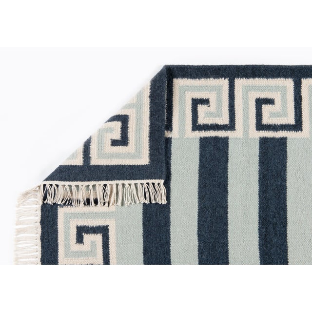 Not Yet Made - Made To Order Part & Parcel Goods Wool Stripe Rug, 5' x 8', Sky Blue, Navy and Eggshell For Sale - Image 5 of 6