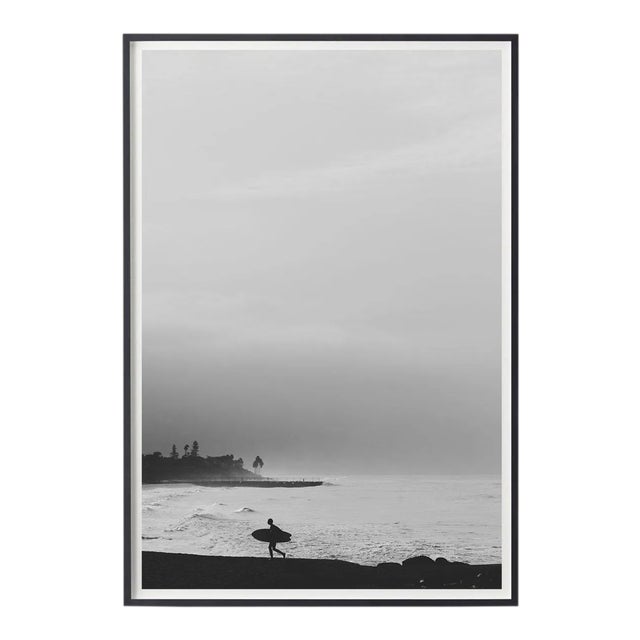 Large Black & White Surfer Unframed Photograph - Coastal Photography - "Days End" For Sale