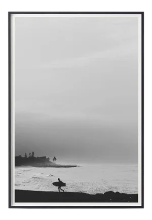 Large Black & White Surfer Unframed Photograph - Coastal Photography - "Days End"