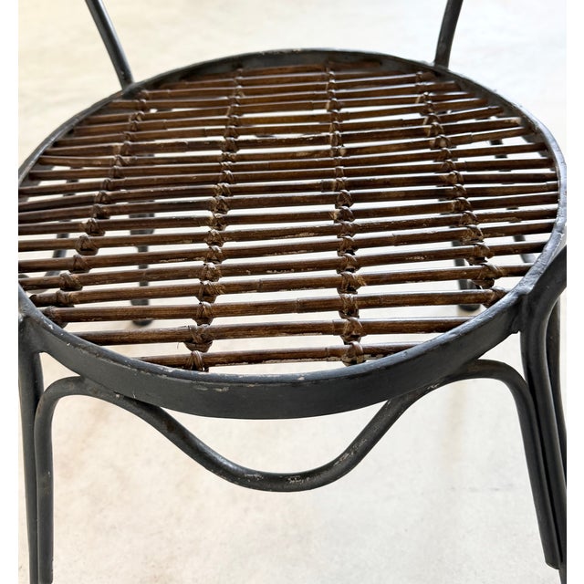Round Breccia Botticelli Marble Top on Iron Frame Table Inset With Woven Wicker For Sale - Image 16 of 16