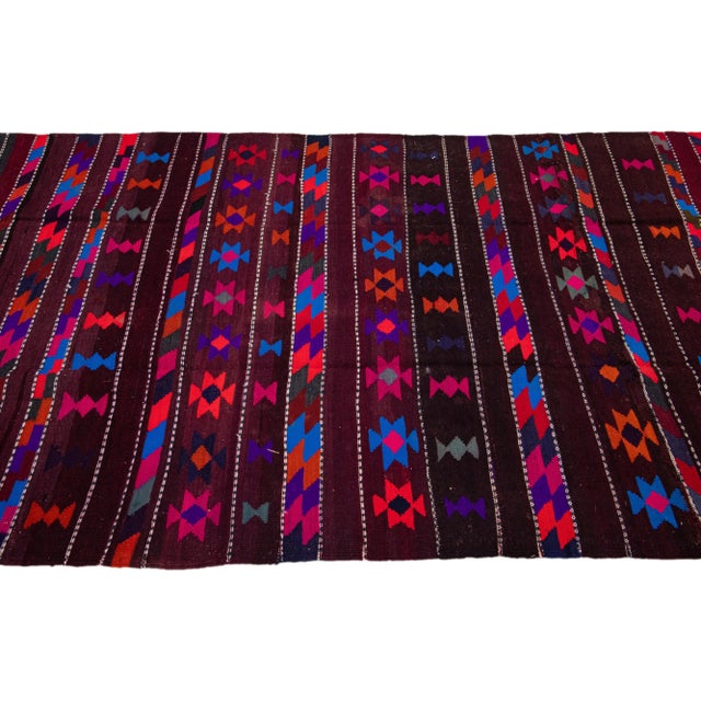1960s 1960s Vintage Turkish Kilim Pink Handmade Tribal Wool Rug For Sale - Image 5 of 10