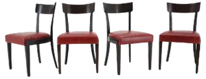 Red Leather Dining Chairs for UP, Czechoslovakia, Set of 4, 1950s