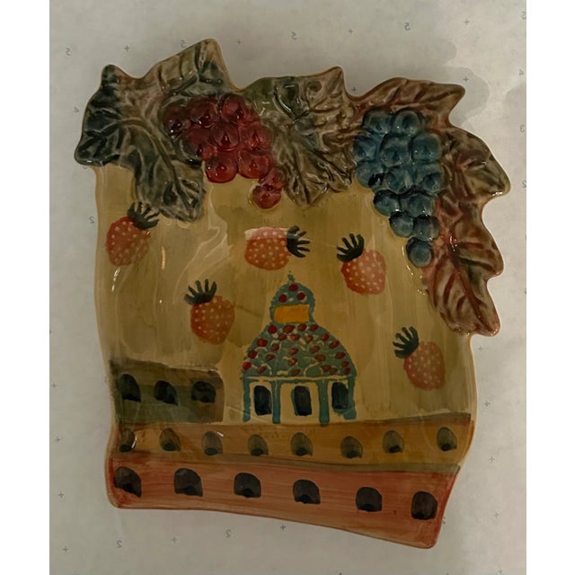 Vintage Italian Tuscan Hand-Painted Ceramic Trinket Candy Dish Bowl For Sale - Image 4 of 5