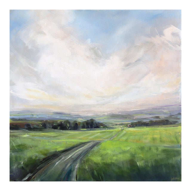 In the Distance - Landscape Still Life Mixed Media Painting on Canvas Original Artwork by Jodi Miller For Sale