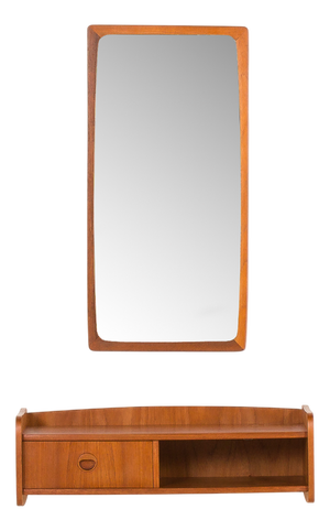 Scandinavian Teak Mirror with Console, 1960s, Set of 2