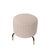 Elegant Italian footstool from the 1950s, featuring a round form upholstered in pink and white fabric with a geometric...