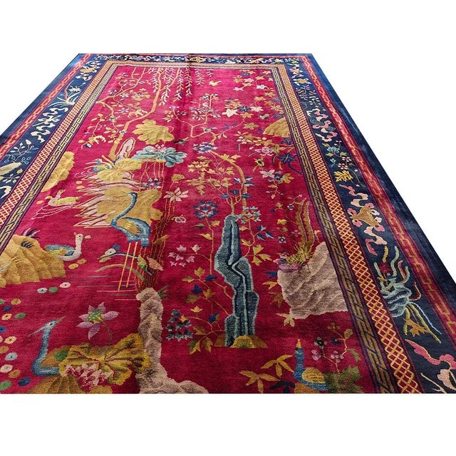 1920s Chinese Art Deco Carpet ( 9' x 14' - 274 x 427 ) Antique Allover Floral Wool Hand Knotted Pile Purple / Lavender...