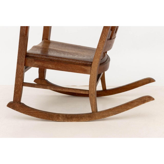 Wood Arts and Crafts Oak Rocking Chair For Sale - Image 7 of 8