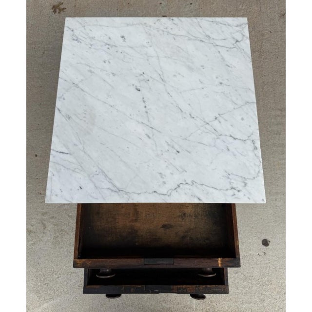 Brown 19th Century End Table With Marble Top For Sale - Image 8 of 11