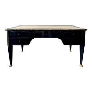 Largre French Ebonized Writing Desk With Leather Top