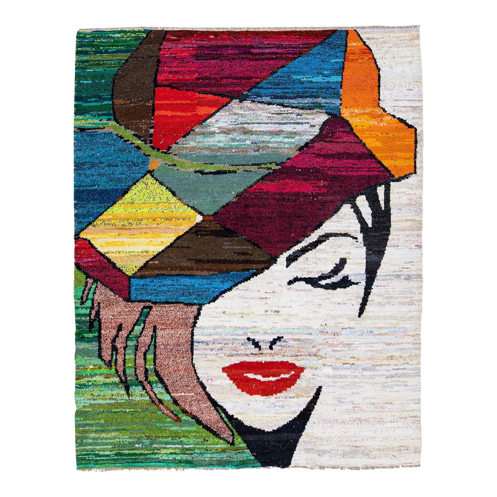 Modern Turkish Handmade Multicolor Wool Rug With Expressionism Design ...