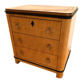Italian Giorgio Collection Burr Satinwood Night Table Three Drawers For Sale