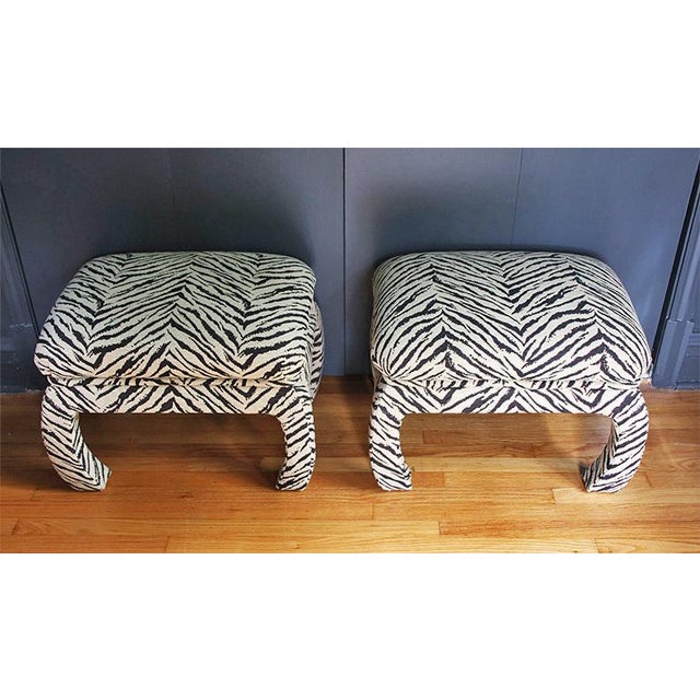 Mid 20th Century Pair of Mid 20th Century Zebra Striped Stool For Sale - Image 5 of 5