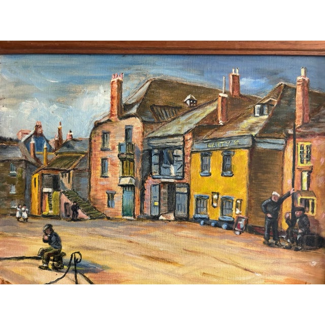 Vintage Oil Painting on Canvas of Quayside, St. Ives, England For Sale - Image 4 of 7