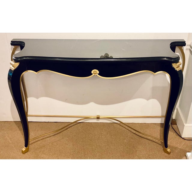 Caracole Signature Modern Art Deco Style Black and Gold Avant-Garde Console Table For Sale - Image 9 of 9