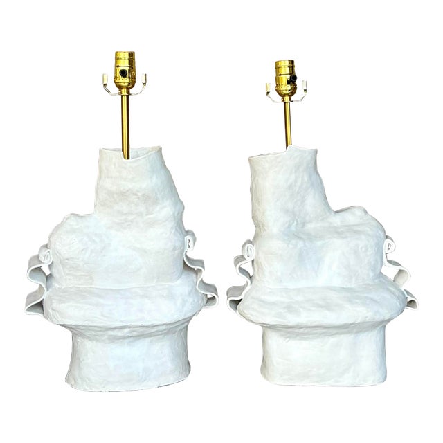 Vintage Boho Original Ursula Schwartz Studio Pottery Lamps - -a Pair For Sale