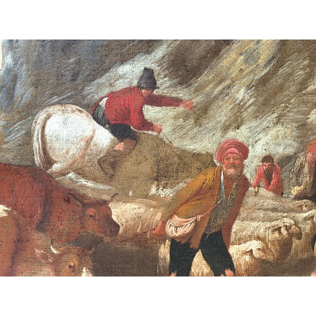 18th Century 18th Century Dutch/ Flemish Italianate Pastoral River Landscape with Shepards For Sale - Image 5 of 18
