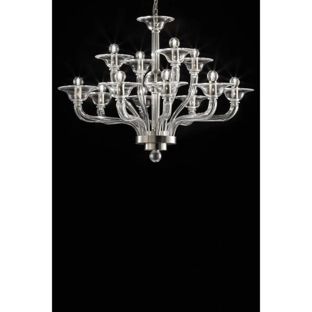 Transparent Linear Murano Glass Chandelier by Simoeng, in Exhibition Piece conditions. Designed from 2000 Up to 250V...