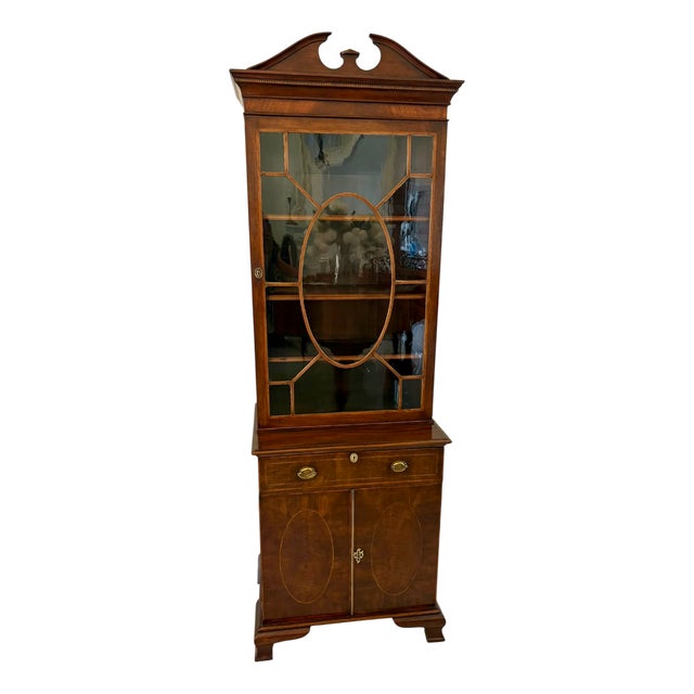 Antique Victorian Mahogany Inlaid Bookcase, 1880 For Sale
