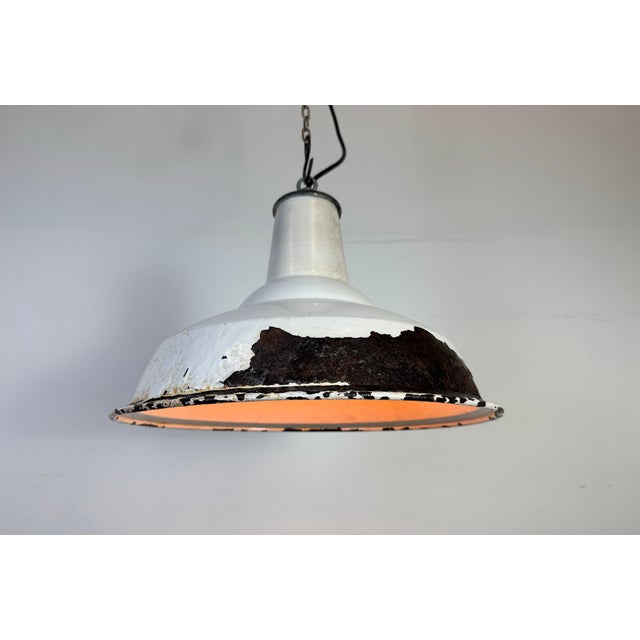 Industrial British White Enamel Factory Pendant Lamp from Benjamin, 1960s For Sale - Image 18 of 18