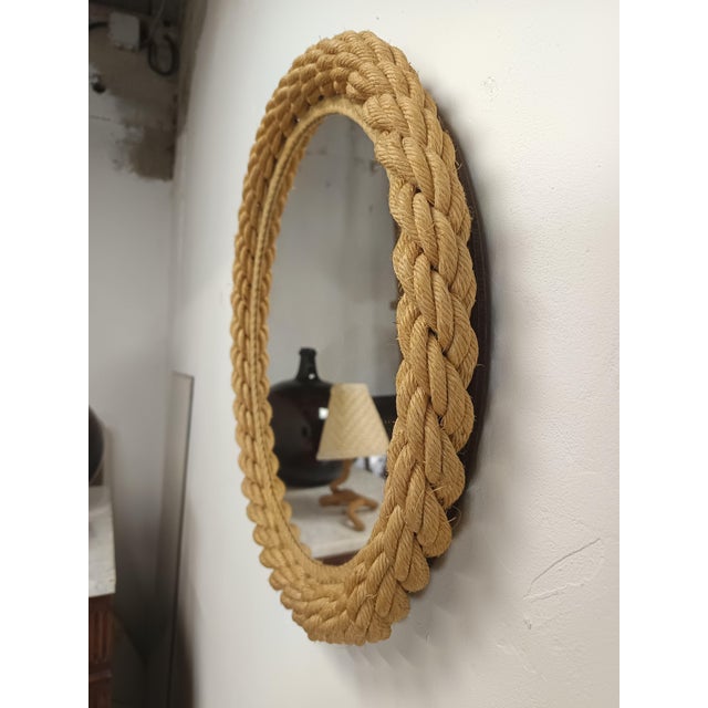 Minet Rope Mirror by Adrien Audoux and Frida Minet, 1950s, in Good conditions. Designed 1950 to 1959 I have official proof...