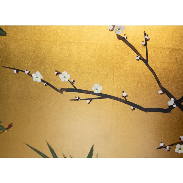 "Plum Blossom, Peonies and Irises" by Kokei, Showa Era Japanese Byobu Screen For Sale - Image 13 of 18