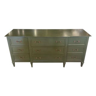 70" Finished 9 Drawer Drexel Vintage Dresser For Sale