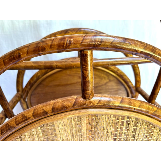 Art Deco Vintage Rattan and Woven Cane Magazine Rack/Book Holder For Sale - Image 3 of 10