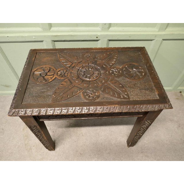 Gothic Carved Oak Side Table For Sale - Image 5 of 6